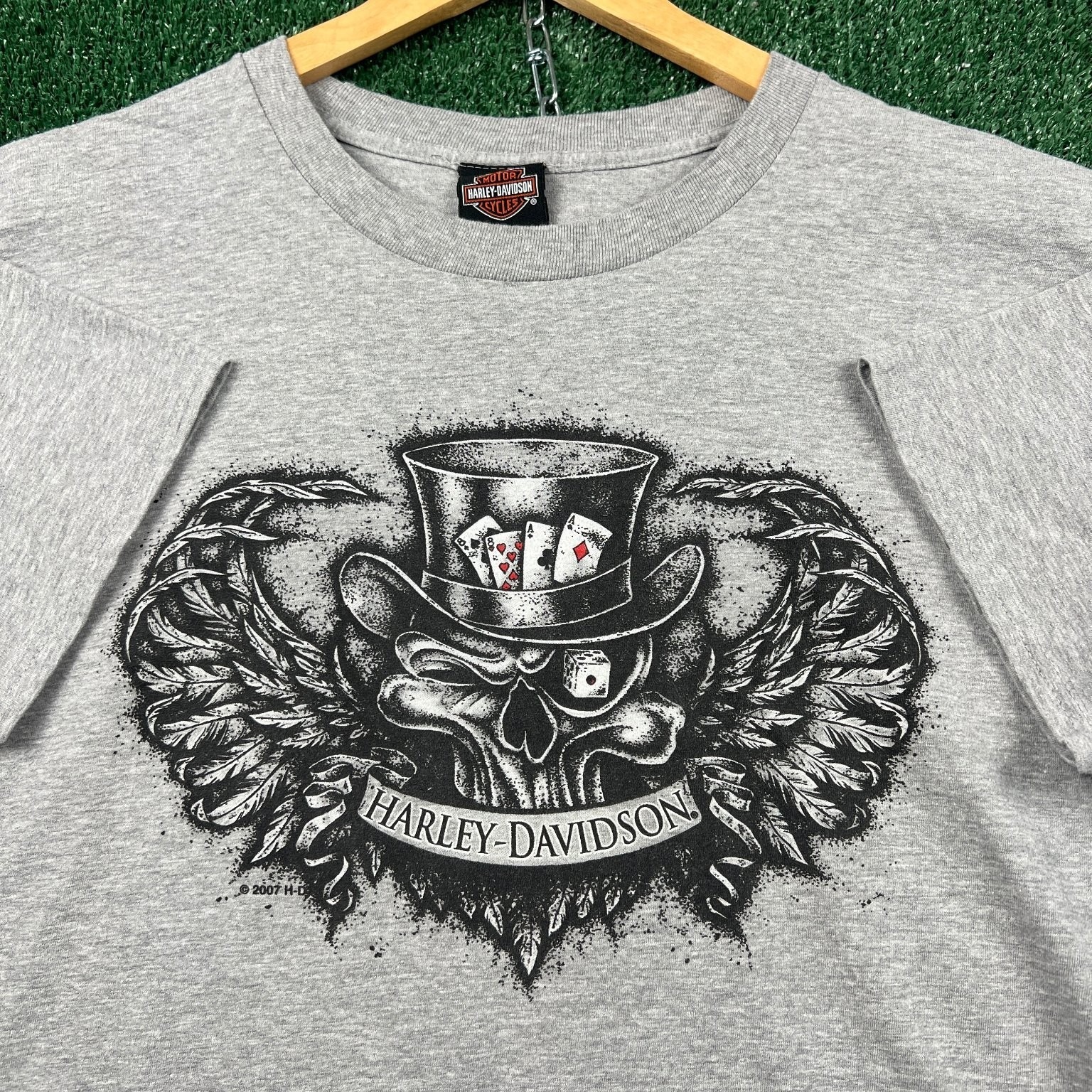 Harley-Davidson T-Shirt Mens Xl Gray Las Vegas Nevada Skull Dice Graphic Y2k